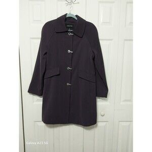 London Fog Women's Trench Coat Medium Purple Button Front Jacket Classic Style